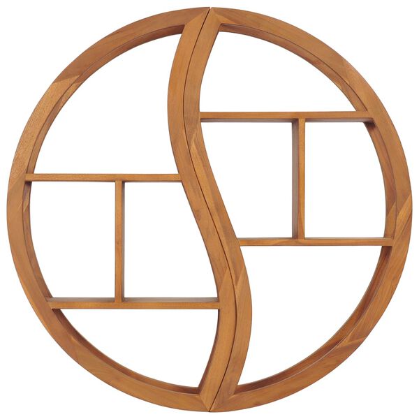 vidaXL Wandschap yin yang 100x20x100 cm massief teakhout