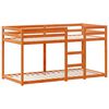 vidaXL Stapelbed met bedhuis massief grenenhout wasbruin 90x200 cm