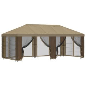vidaXL Tuin Gazebo met Zijwanden 6 x 3 m Beige Polyester en staal