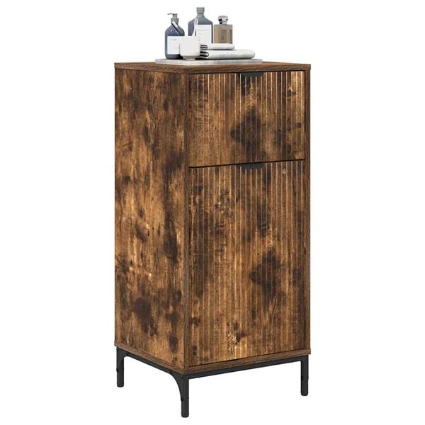 vidaXL Badkamer Kast met lade Gerookt eiken 39,5 x 36 x 88 cm