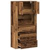 vidaXL Hoge kast met lade Oudhout 80 x 33 x 150 cm Bewerkt hout