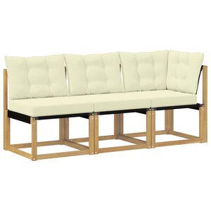 vidaXL Outdoor Midden- en Hoeksalon met kussen 3 Stuk Wit