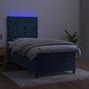 vidaXL Boxspring met matras en LED fluweel donkerblauw 100x200 cm