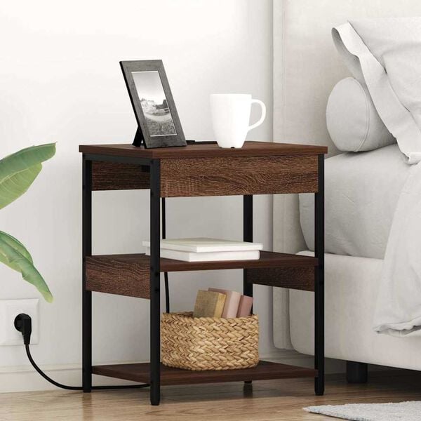 vidaXL Nachtkastje 2 pcs Bruin Eiken 41 x 31 x 51 cm Bewerkt hout