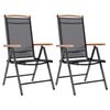 vidaXL Opklapbare stoelen, 2 stuks, aluminium en textiel, zwart.