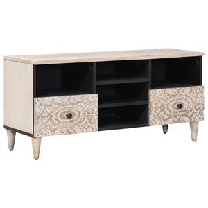 vidaXL TV-kast met lade Wit 100 x 33,5 x 46 cm Massief Mango Hout