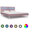 vidaXL Bedframe met LED stof roze 180x200 cm