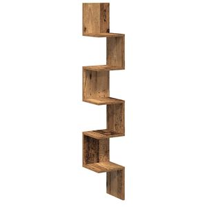 vidaXL Hoekwandschap 20x20x127,5 cm bewerkt hout oud houtkleurig