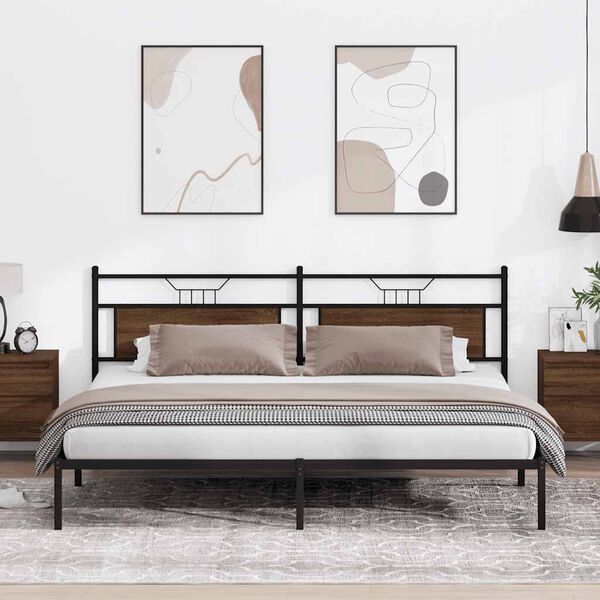 vidaXL Bedframe zonder matras 193x201 cm spaanplaat bruin eikenkleurig