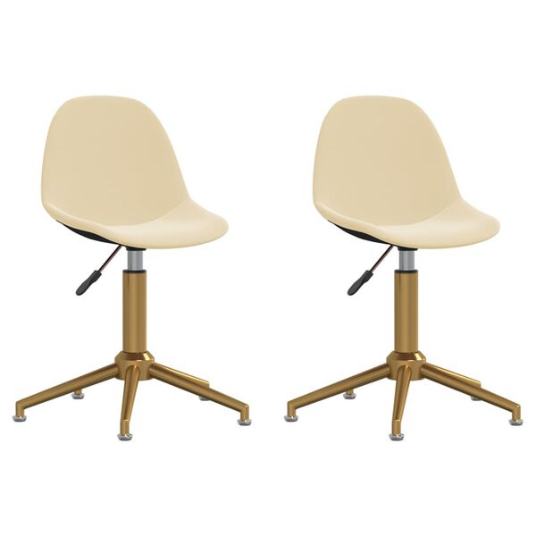 vidaXL Eetkamerstoelen draaibaar 2 st fluweel cr&egrave;mekleurig