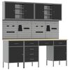 vidaXL Werk kast 10 st Zwart en Grijs Engineered hout en staal