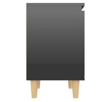 vidaXL Nachtkastjes 2 st met houten poten 40x30x50 cm hoogglans zwart