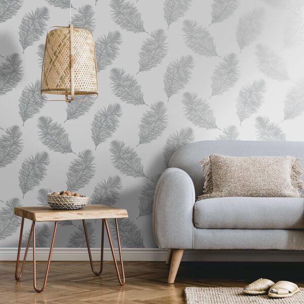DUTCH WALLCOVERINGS Behang Fawning Feather lichtgrijs