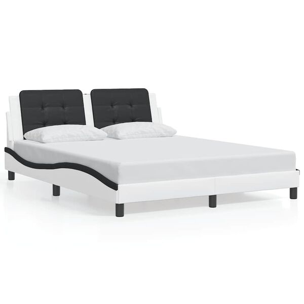 vidaXL Bedframe zonder matras "Zadar" kunstleer zwart en wit 160x200 cm