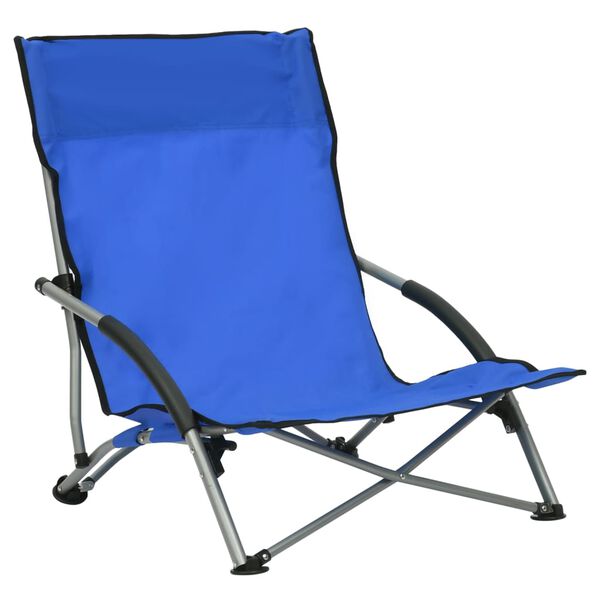 vidaXL Strandstoelen 2 st inklapbaar stof blauw