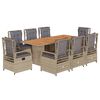 vidaXL 9-delige Tuinset met kussens poly rattan beige
