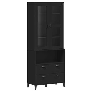 vidaXL Hoge kast VIKEN 80x40x200 cm massief grenenhout zwart