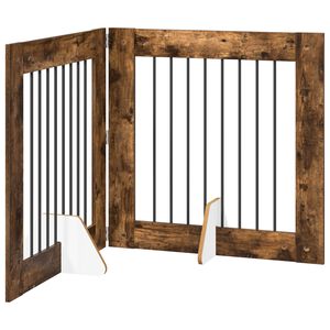 vidaXL Opvouwbaar hondenhek met standaards 2 st Gerookt eiken 160,5 cm