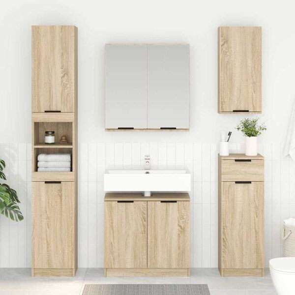 vidaXL Badkamer Kast Sonoma Eiken 64,5 x 33,5 x 59 cm Bewerkt hout