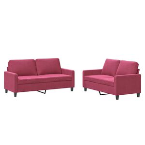 vidaXL 2-delige Loungeset met kussens fluweel wijnrood