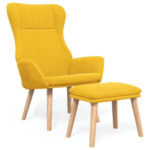 vidaXL Relaxstoel met voetenbank stof mosterdgeel