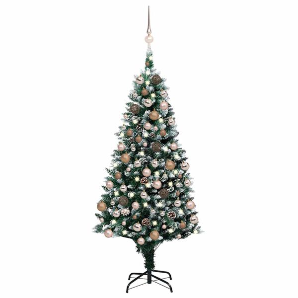 vidaXL Kunstkerstboom met LED en kerstballen en dennenappels 180 cm