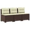 vidaXL 3-zits tuinbank met kussens in rattanlook PP Bruin