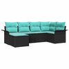 vidaXL Tuin Sofa Set 6 st Zwart poly rattan