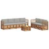 vidaXL Sofa-Sets 8 pcs Natuurlijk en Lichtgrijs Massief Acaciahout