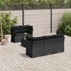 vidaXL 6-delige Loungeset met kussens poly rattan zwart