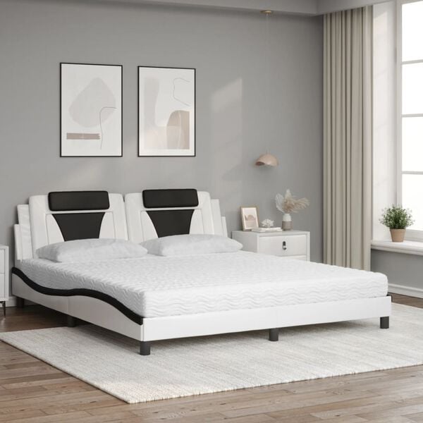 vidaXL Bed "Viana" met matras kunstleer wit en zwart 180x200 cm