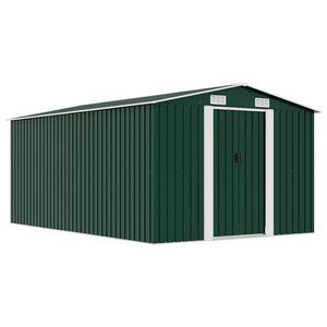 vidaXL Tuinschuur 257x392x181 cm metaal groen