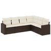 vidaXL 6-delige Loungeset met kussens poly rattan bruin
