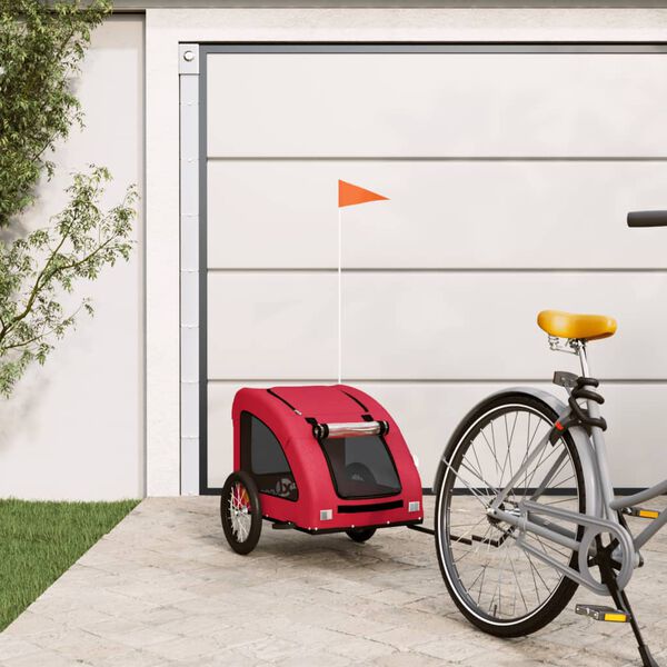vidaXL Hondenfietstrailer oxford stof en ijzer rood