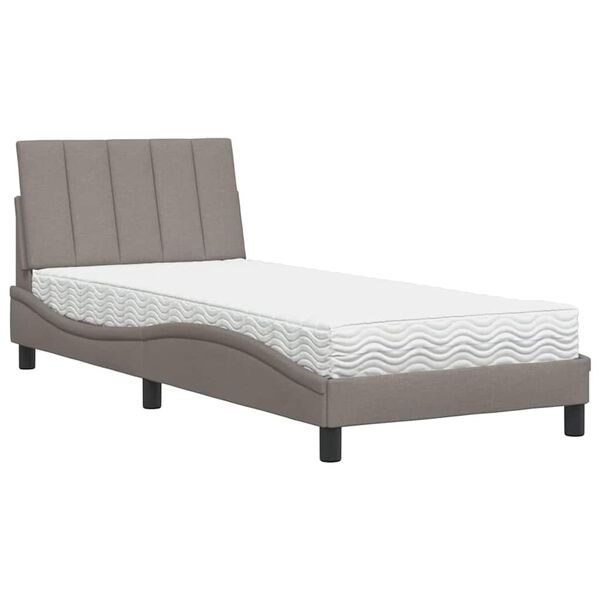 vidaXL Bed met matras "Hanko" stof taupe 90x200 cm