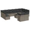 vidaXL 13-delige Loungeset met kussens poly rattan grijs