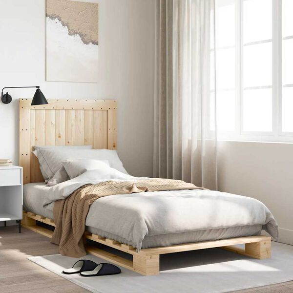 vidaXL Bedframe met hoofdbord massief grenenhout 90x200 cm