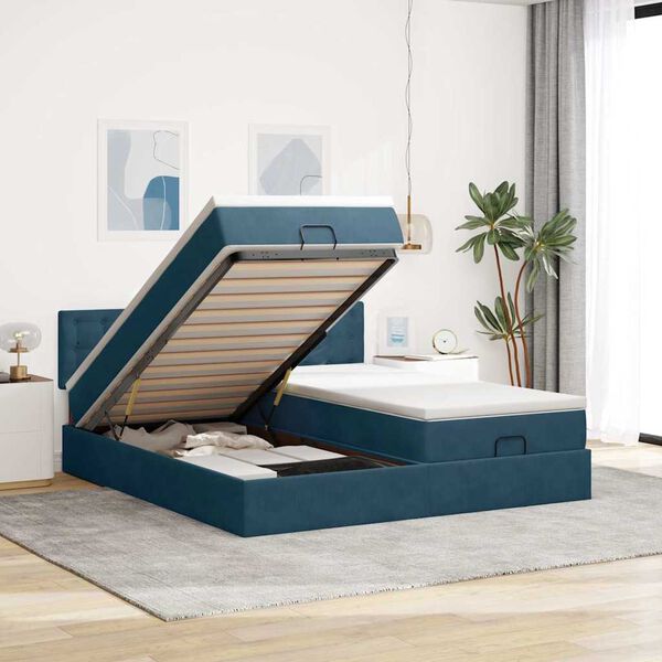 vidaXL Ottoman bed met matrassen en LED's 180x200cm fluweel