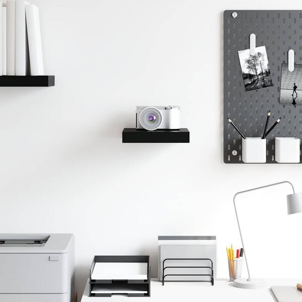 vidaXL Wandschap zwevend 23x23,5x3,8 cm MDF hoogglans zwart