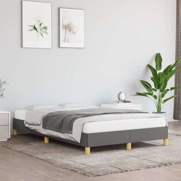 vidaXL Bedframe zonder matras 120x190 cm stof donkergrijs