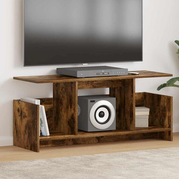 vidaXL TV-standaard Gerookt eiken 102 x 35 x 45 cm Bewerkt hout