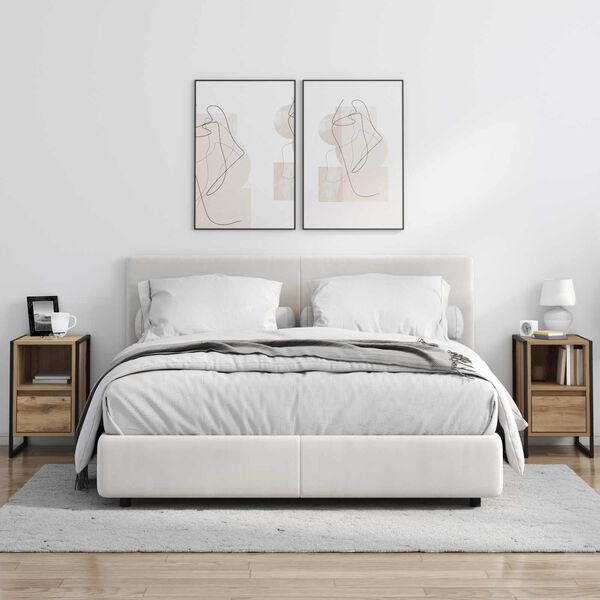 vidaXL Nachtkastje met lade 2 pcs Ambachtelijk eiken 39,5 x 30 x 50 cm