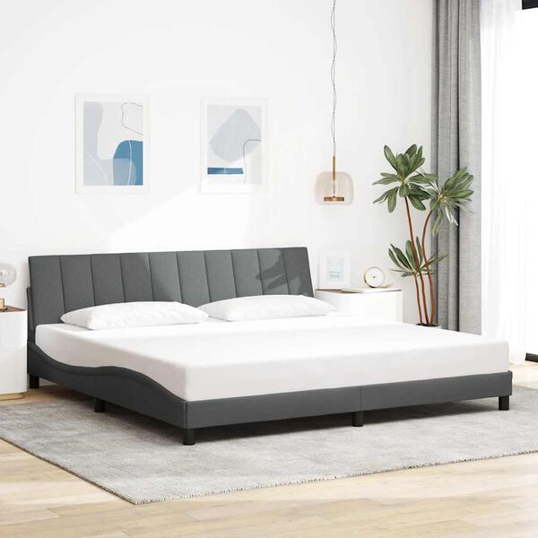 vidaXL Bedframe zonder matras "Hanko" stof donkergrijs 200x200 cm