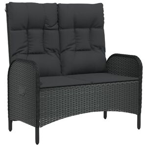 vidaXL Tuinbank verstelbaar met kussens 107 cm poly rattan zwart