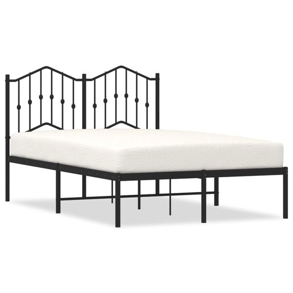 vidaXL Bedframe met hoofdbord metaal zwart 120x190 cm