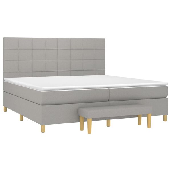 vidaXL Boxspring met matras stof lichtgrijs 200x200 cm