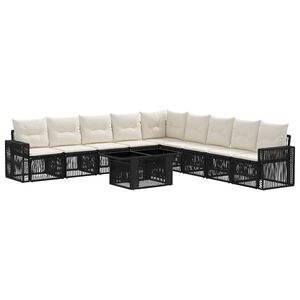 vidaXL Tuinbankenset 10 st Zwart en Cream Wit poly rattan
