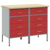 vidaXL Werk kast met lade 2 st Rood en Grijs 100 x 55 x 85 cm