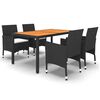 vidaXL 5-delige Tuinset poly rattan zwart