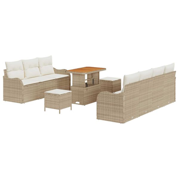 vidaXL Tuin Sofa Set met kussen met opslag 10 pcs Beige en Cr&egrave;me